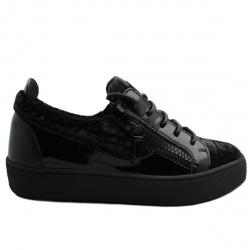"FRANKIE" velour noir effet crocodile