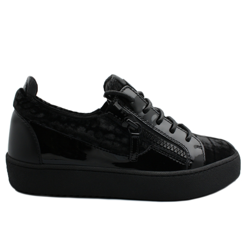 "FRANKIE" velour noir effet crocodile