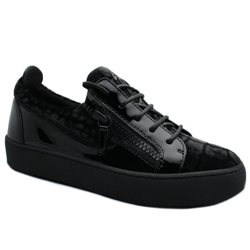 "FRANKIE" velour noir effet crocodile
