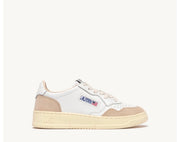 MEDALIST LOW EN CUIR BLANC ET DAIM BEIGE